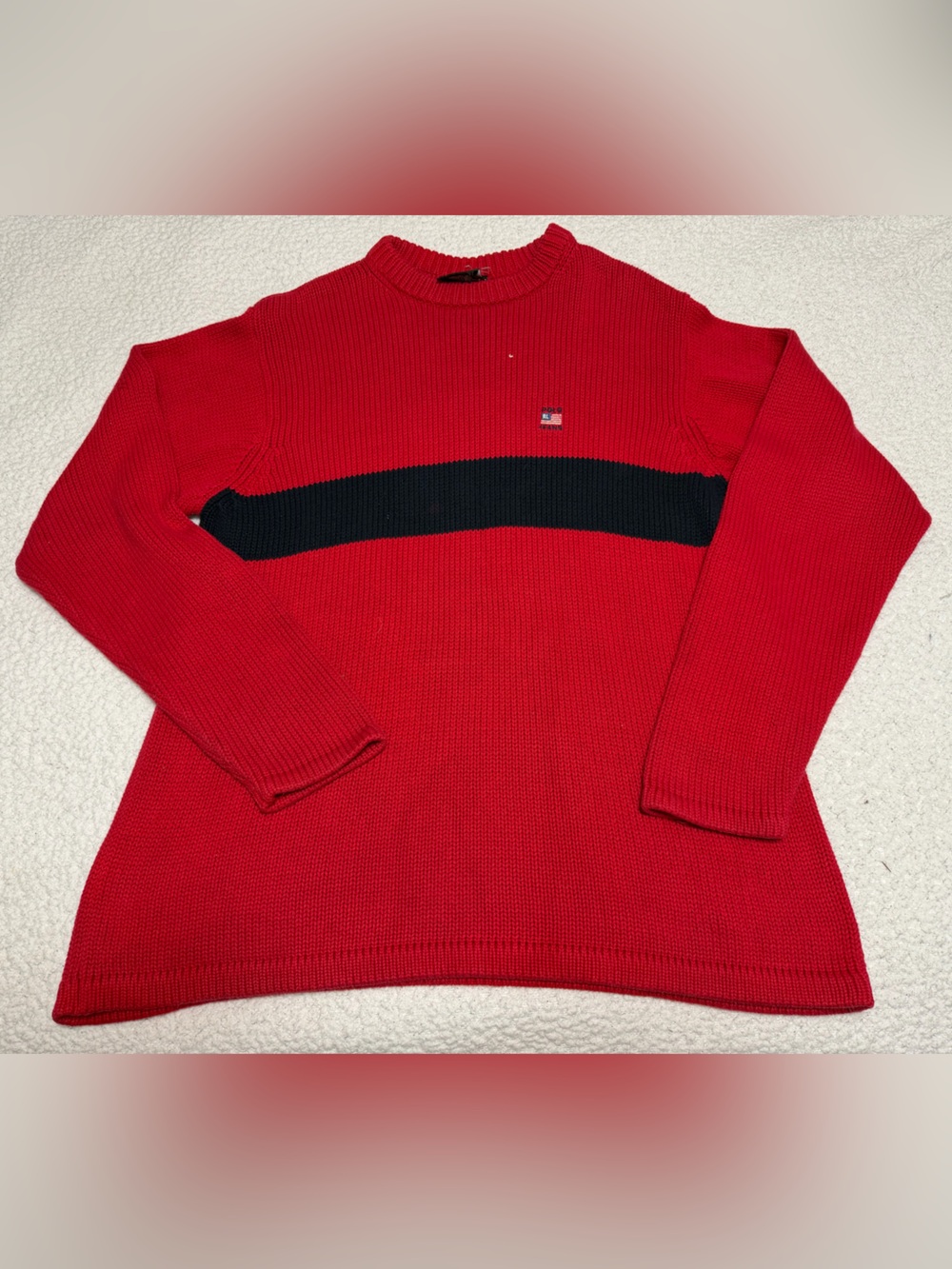 Vintage 90’s Ralph Lauren Polo Jeans Co. Mens Sweater XXL 90s Y2K Red Navy